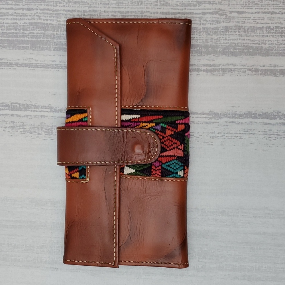 Wallet- Hippee Tribal Brown Embroidered Clutch Trifold